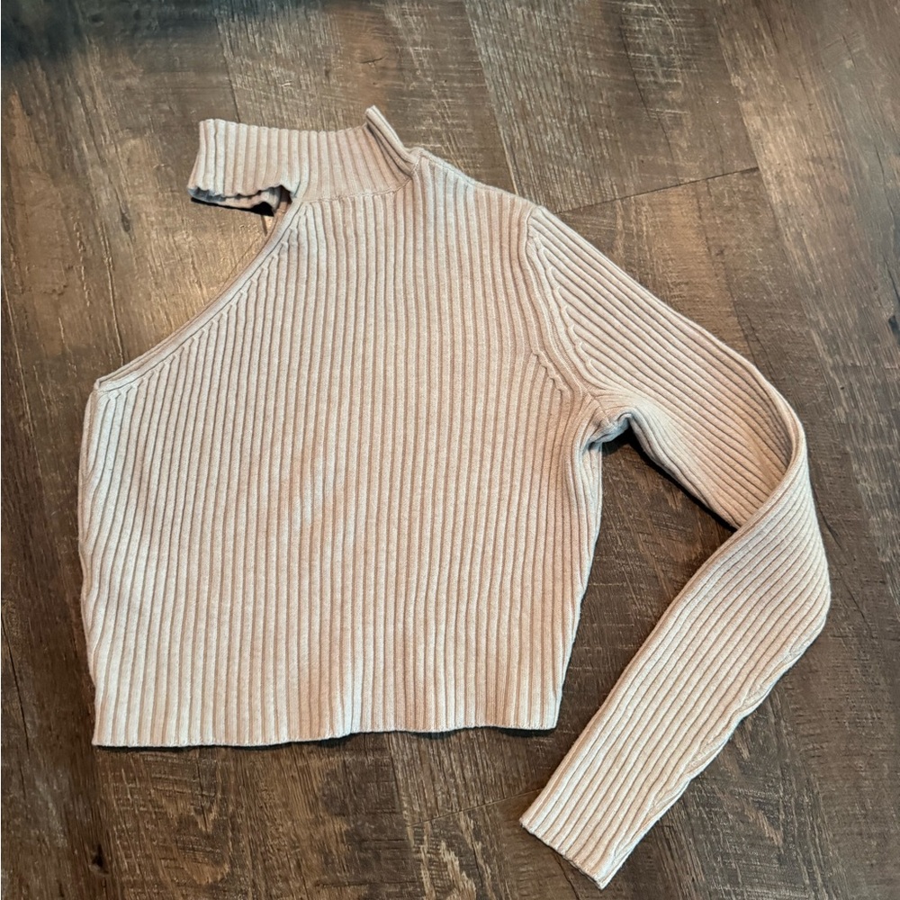 One-Shoulder Ribbed Sweater - Picture 3 of 6